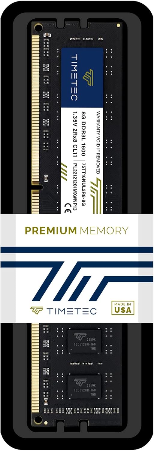 Timetec 16GB (2x8GB) DDR3L / DDR3 1600MHz PC3L-12800 / PC3-12800 Ingen ECC Obuffrad 1,35V / 1,5V CL11 2Rx8 Dual Rank 240 Pin UDIMM Stationär dator RAM-minne (SDRAM) uppgraderingsmodul