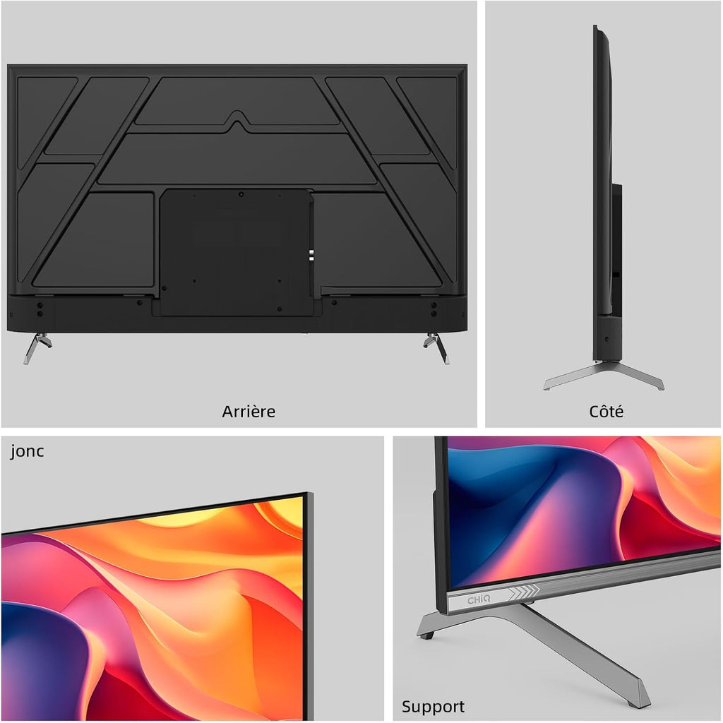 Google QLED 4K UHD CHiQ 50QA10 50" HDR10, VRR och ALLM ultratunn ramlös Dolby Audio Wi-FI dubbelband