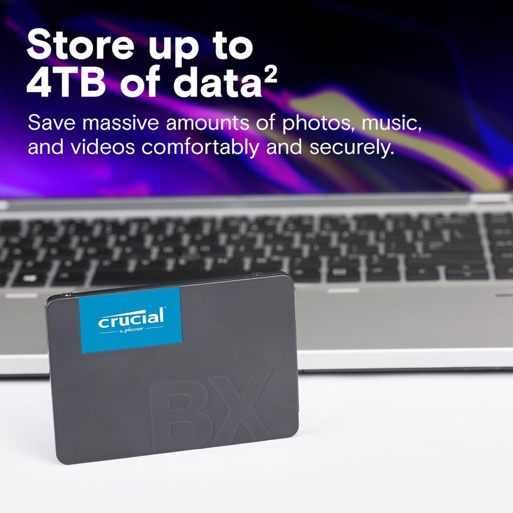 Crucial BX500 SATA SSD 2TB, 2,5" Intern SSD (Solid State Drive), Upp till 540 MB/s, Kompatibel med Laptop och Desktop (PC), 3D NAND, Dynamisk Skrivacceleration - CT2000BX500SSD101