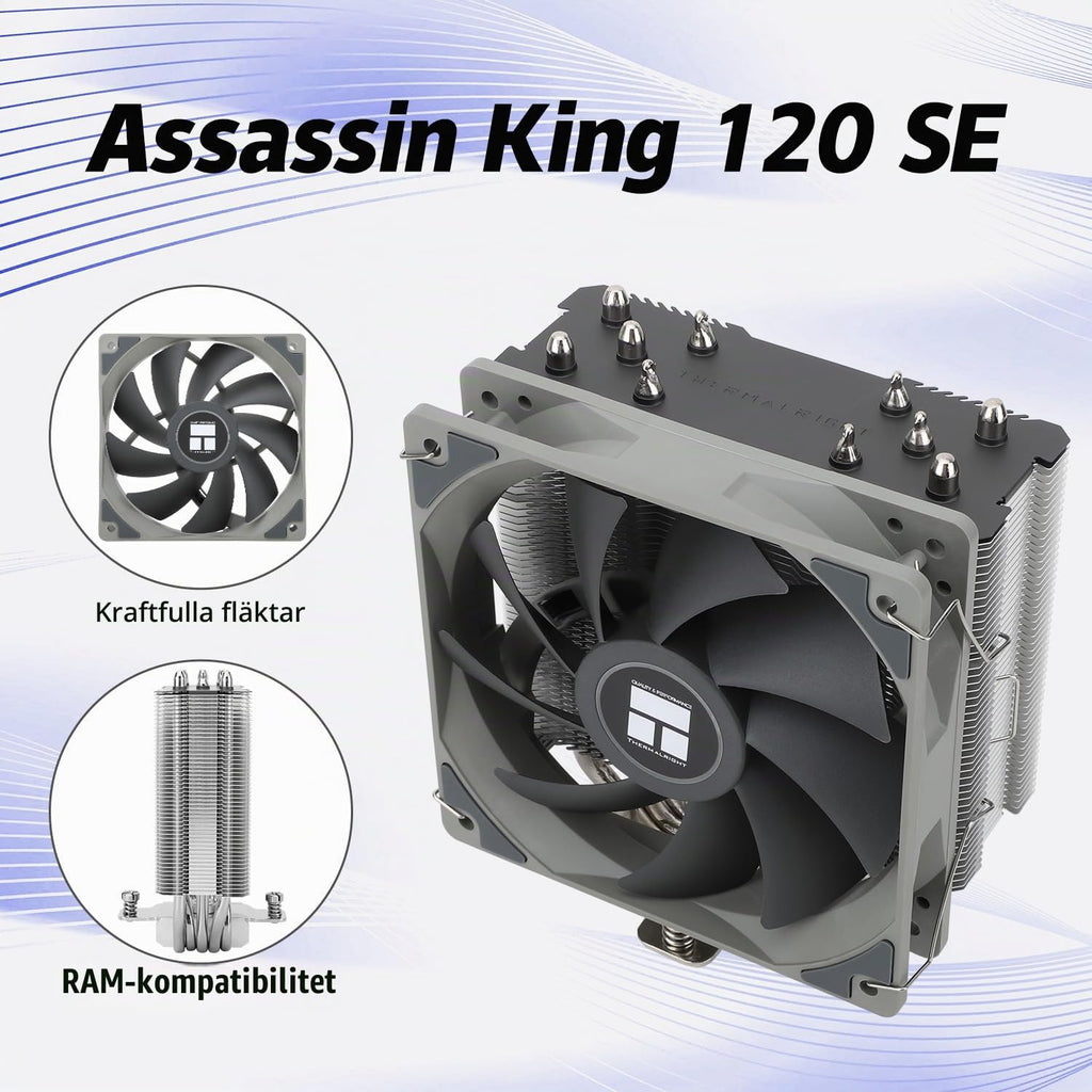 TR Assassin King 120 SE White ARGB CPU-luftkylare, 5 värmerör TL-C12CW-S PWM tyst CPU-kylare, för AMD AM4 AM5/Intel 1151/1150/1200/1700