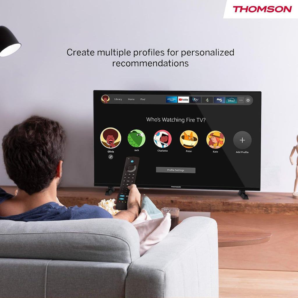Thomson TV 50 tum (126 cm) 4K UHD Smart Fire TV, Alexa Röststyrning, Trippel tuner (DVB-T/T2/C/S/S2), Dolby Vision, Dolby Atmos, HDR10, HDMI 2.1, WiFi, Bluetooth - 50UF4S35