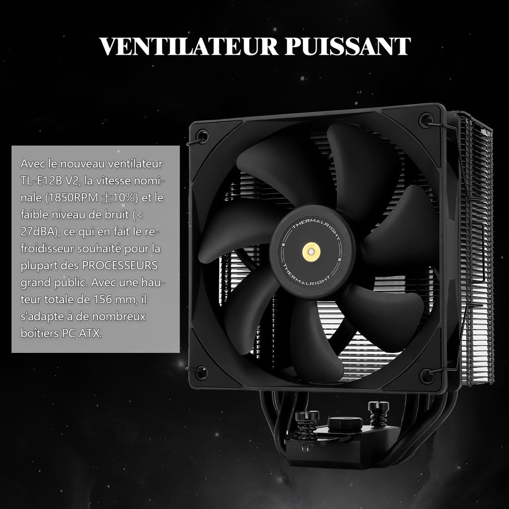 Thermalright Assassin Spirit 120 EVO ARGB AGHP PWN 4:e generationens CPU-kylare tyst CPU-kylare kompatibel med AM4/AM5/Intel Iga 1700/1851/1150/1151/1200, svart