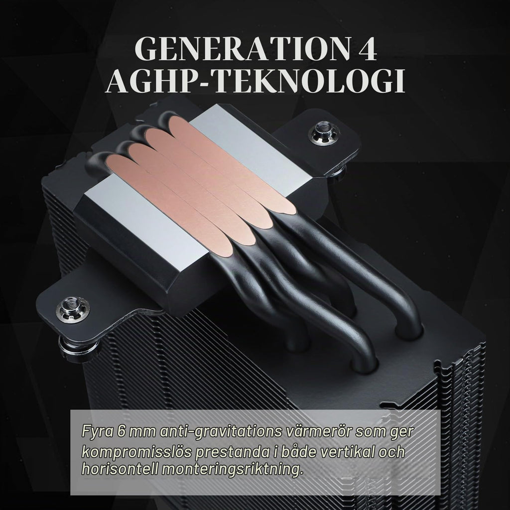 TR Assassin Spirit 120 EVO CPU-kylare, svart 120 mm PWM tyst fläkt, ARGB CPU Air Cooler, AGHP 4:e teknik, stöder Intel lga1700/1150/1151/1200, AMD AM4 AM5, guldkylare
