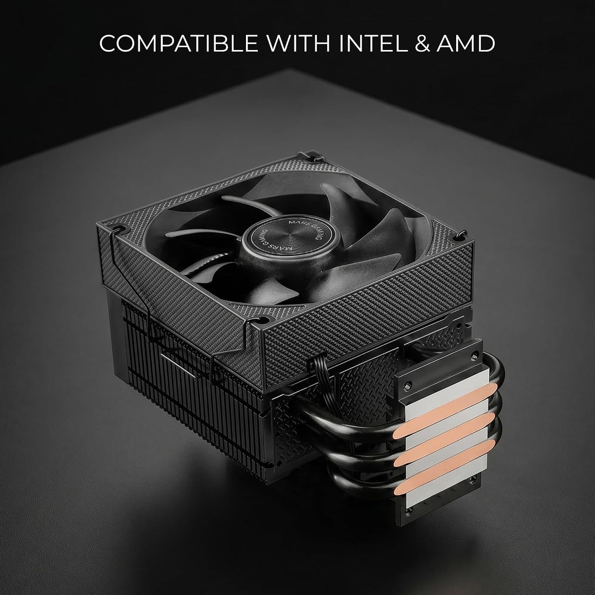 Mars Gaming MCPU-XPRO, CPU-Kylare 190W TDP, 3x HCT Heatpipes, Aluminiumkylfläns, 90mm FDB PWM-Fläkt, Kompakt Full Svart Design, Kompatibel med Intel och AMD-Socklar, Svart