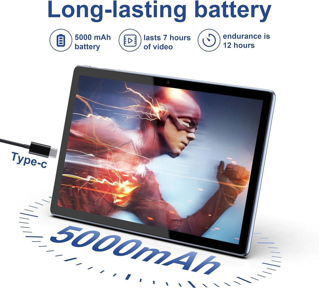 Smartpad A10, surfplatta, 10,1 tum, Android 13, surfplatta med fodral, 4 + 64 GB ROM, fyrkärnig processor, 5 000 mAh batteri, 1 280 x 800 IPS HD-pekskärm, 5 MP+8 MP kamera, Bluetooth, WiFi,