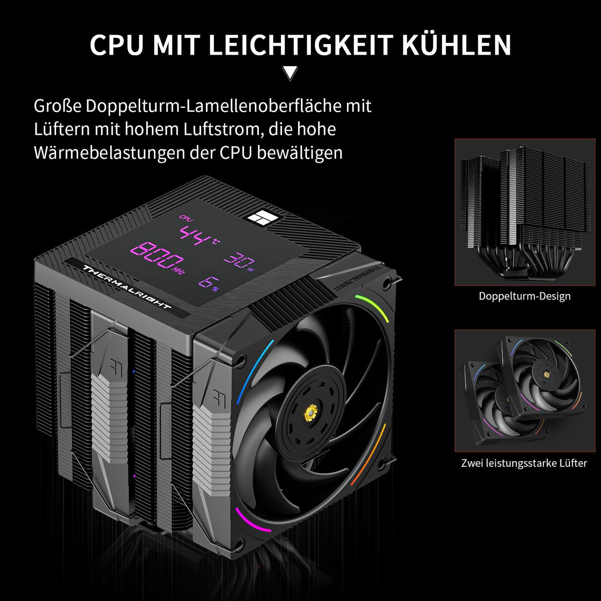 Thermalright TR Phantom Spirit 120SE ARGB CPU-kylare, 7 värmepipar CPU-kylare, Dubbel 120 mm TL-C12B-S V2 PWM-fläkt, AGHP 4.0 Teknologi, S-FDB-lager, för AMD AM4 AM5/Intel 1700/115X/1200/1851