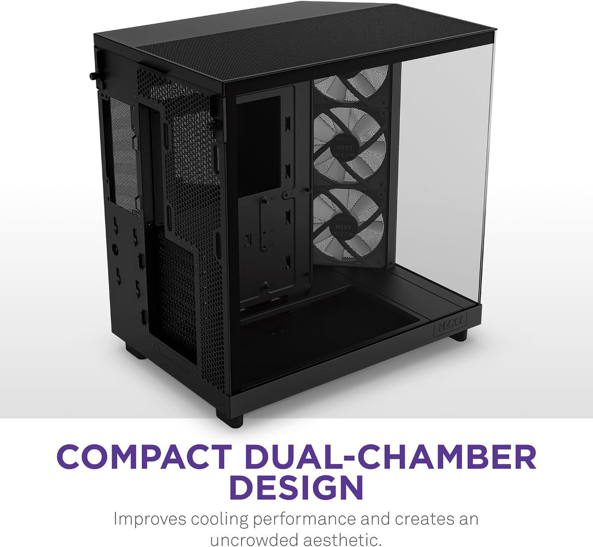 NZXT H6 RGB+ - Kompakt Dubbelkammare ATX PC-chassi - Vit