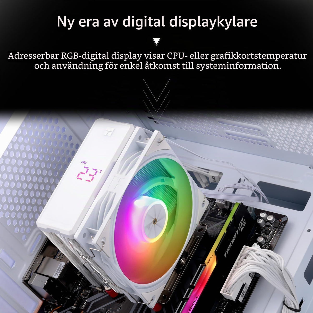 TR Assassin X 120R Digital ARGB vit hastighetsluftkylare, 4 värmerör luftkylare, toppskydd, 12 cm tyst PWM-fläkt, för AM4/AM5, Intel LGA170/1851/115X/1200