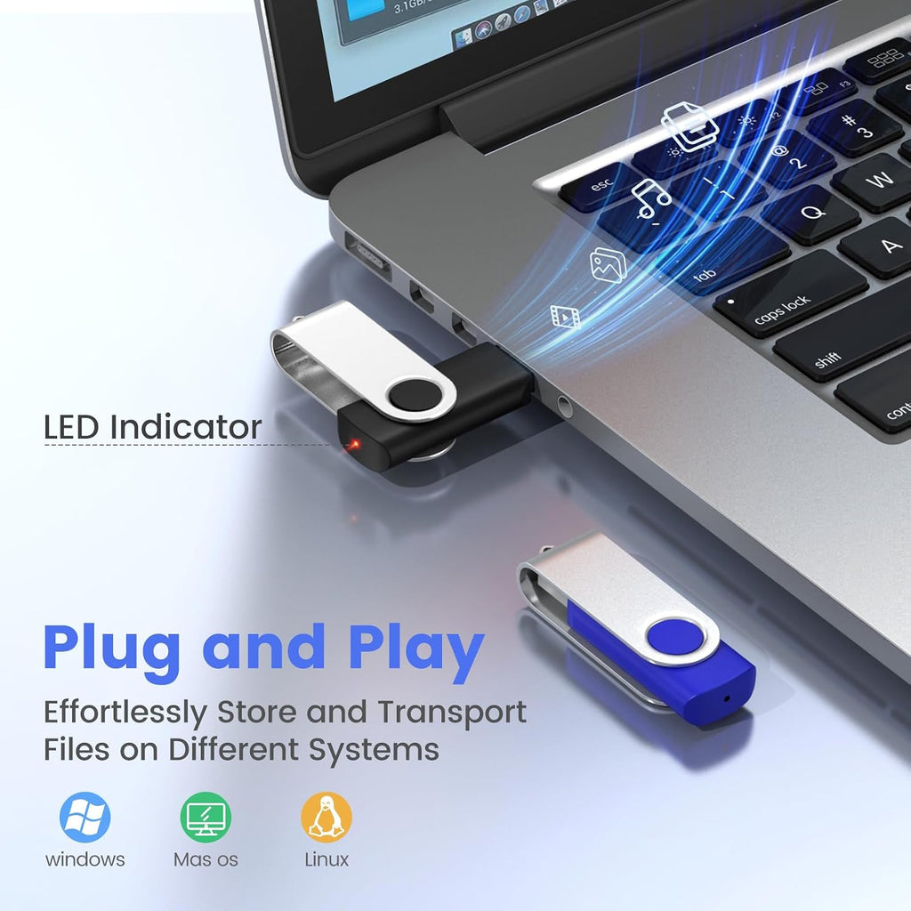 USB-minne 8 GB 10 stycken, ABLAZE mini minne minne vattentät 8 GB USB-sticks metall 10-pack för bärbar dator, dator, TV, bil