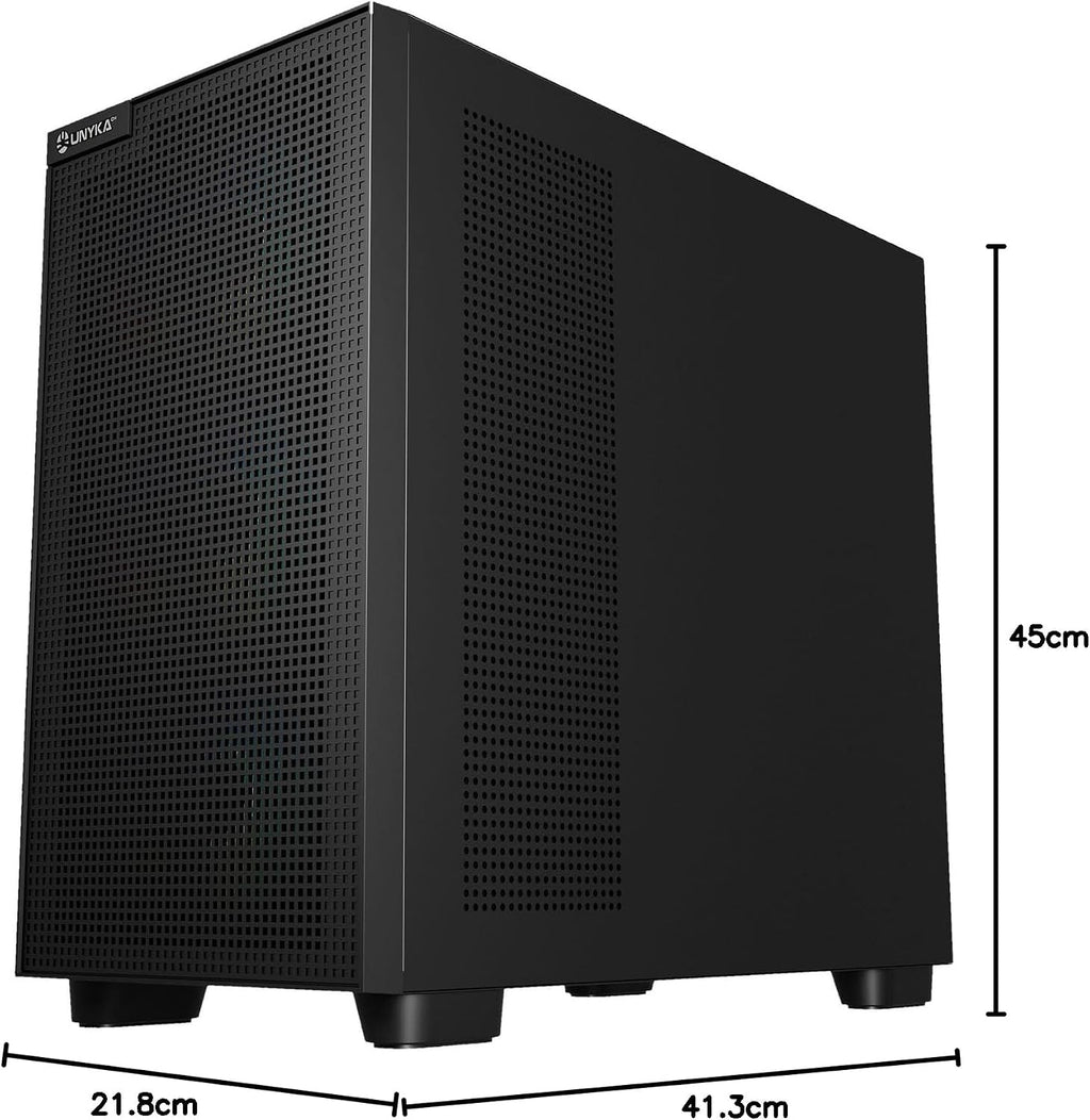 UNYKAch Revelat Madeira Black ATX-fodral med härdat glassida, lämpligt för kort upp till 425 mm och vätskekylning upp till 360 mm