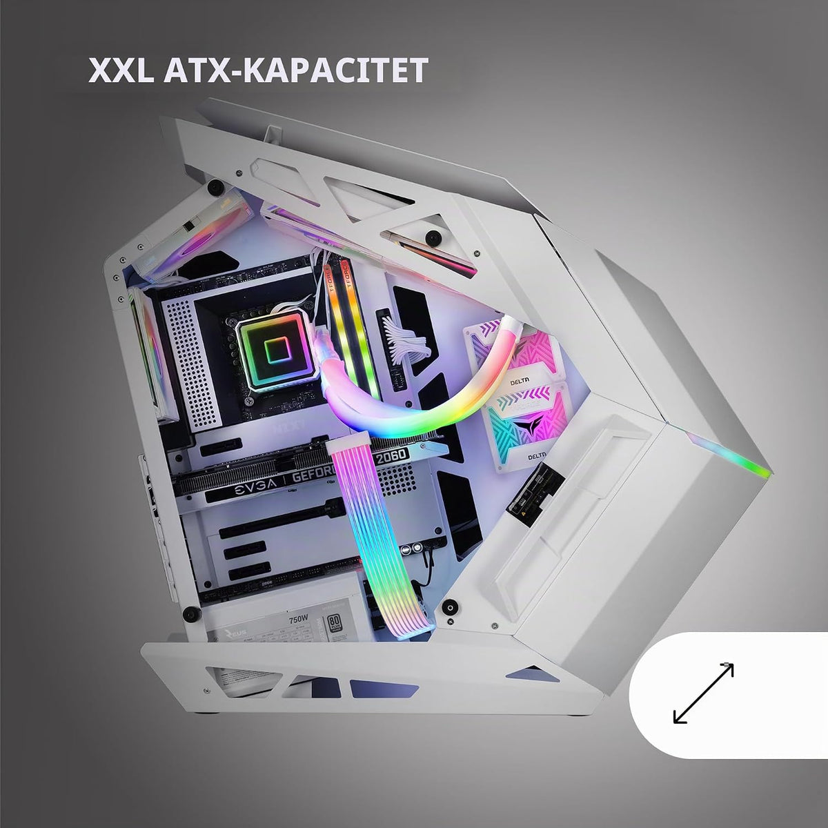 Mars Gaming MC-S1, ultrakompakt Micro-ATX PC-fodral, ARGB frontbelysning 12 lägen, FRGB-fläkt, spelfodral för helsidofönster, stöder vätskekylare upp till 120 mm, rosa
