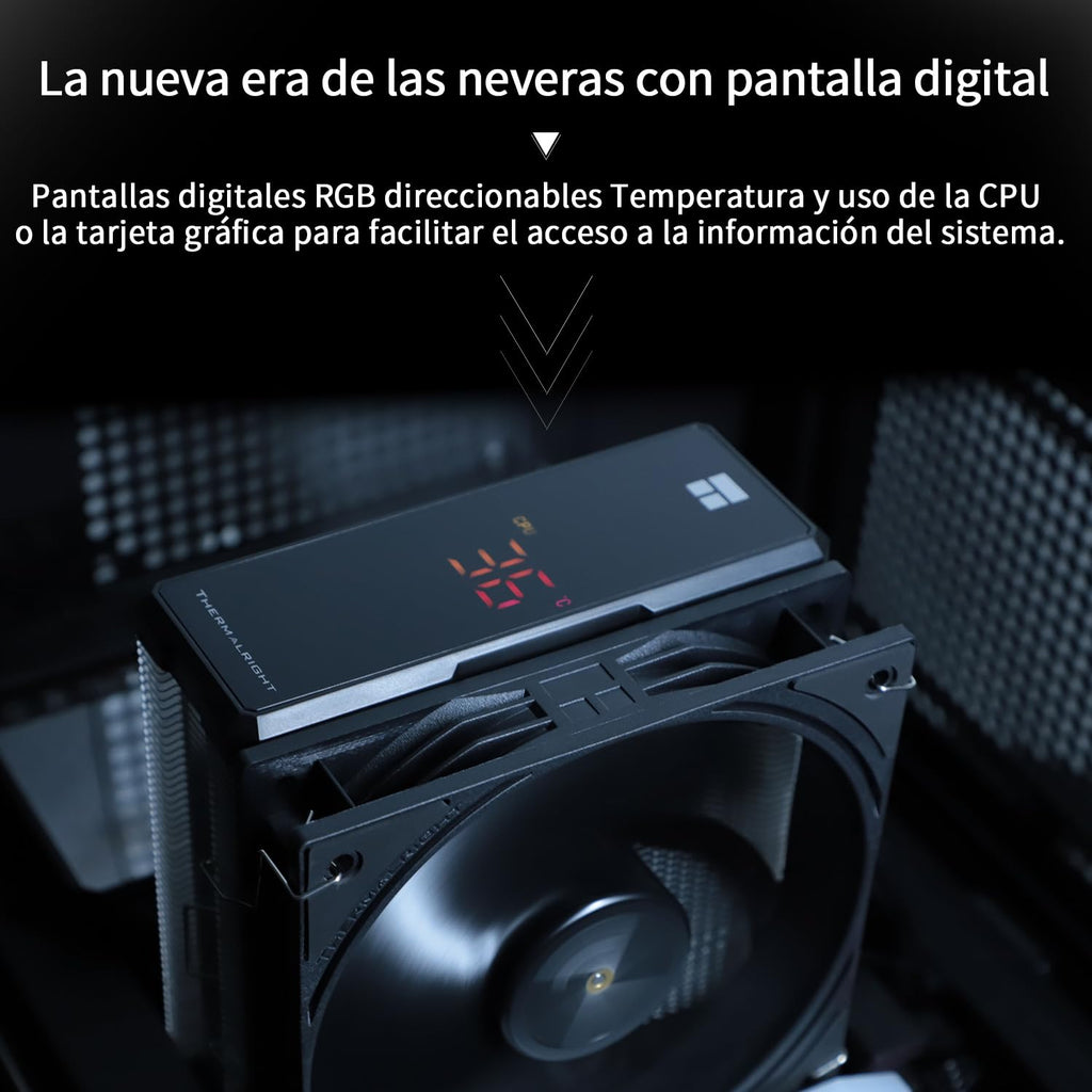 Thermalright Assassin X 120R svart digital CPU-kylare, topp digital skärm, kylfläns dator, stöd AM4/AM5, Intel LGA1851/1700/115X/1200