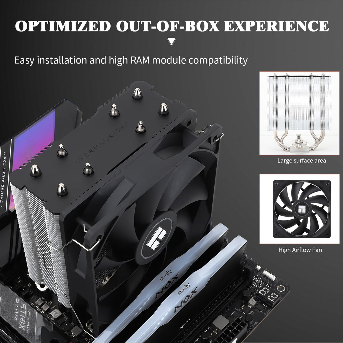 TR AssassinX120 SE vit ARGB CPU-luftkylare, 4 värmerör, TL-C12CW-S PWM Quiet Fan CPU-kylare med S-FDB-lager, för AMD AM4 AM5/Intel 1700/1150/1151/1200, PC-kylare