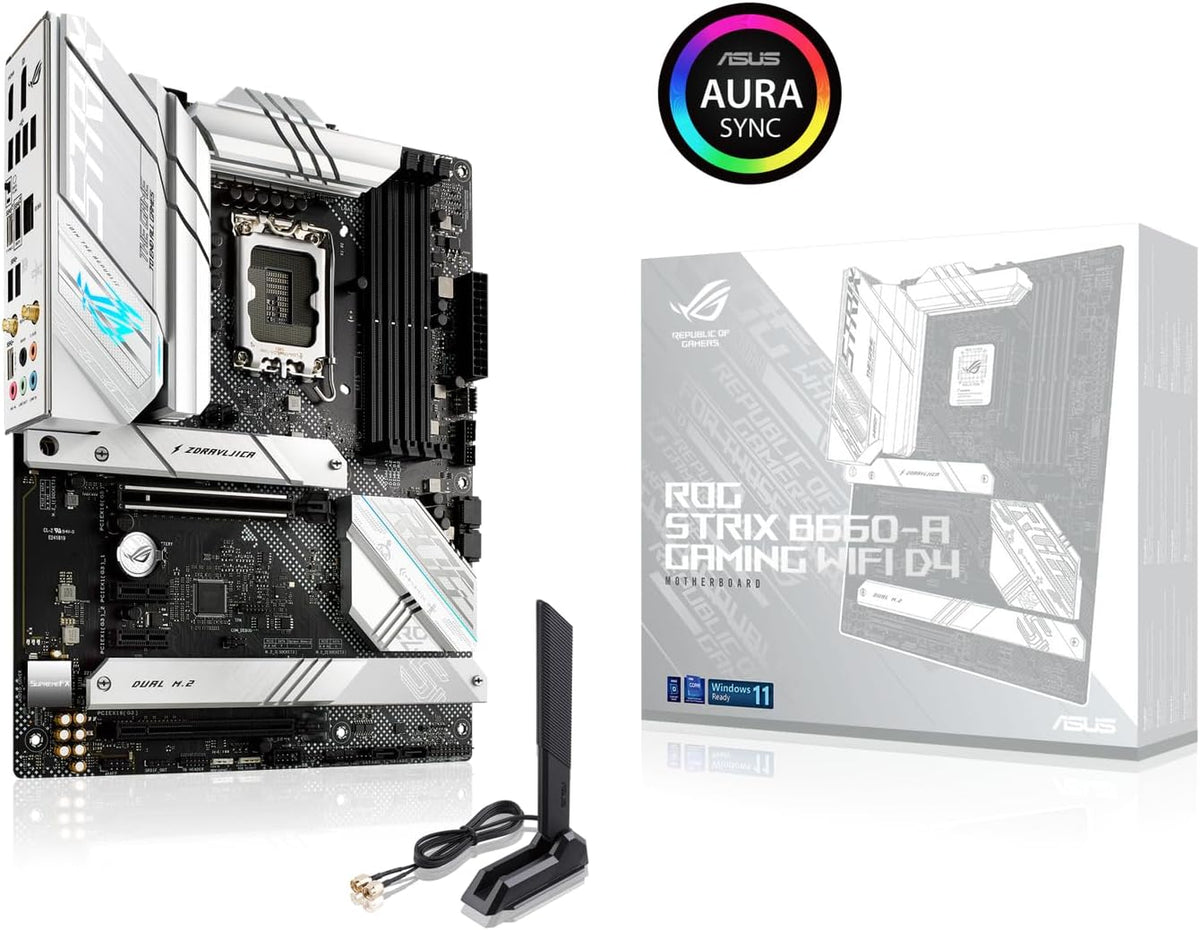 ASUS ROG Strix B760-I Gaming WiFi - Intel B760 LGA 1700 Mini ITX moderkort (DDR5, 8 + 1 DrMOS, PCIe 5.0, 2 x PCIe 4.0 M.2, wifi 6E, 2.5G Ethernet, USB 3.2 Gen 2 x 2 Type-C, Aura Sync RGB)