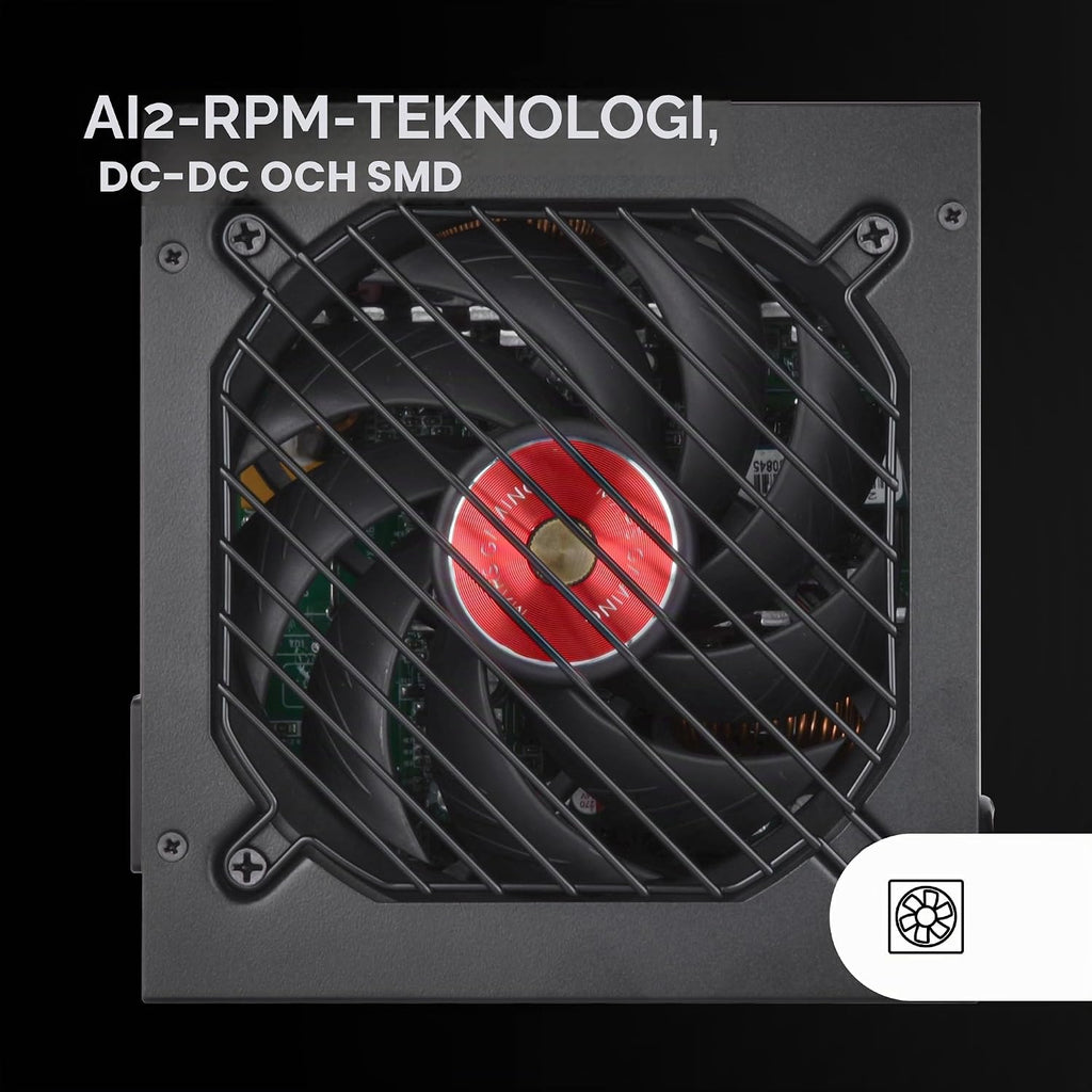 Mars Gaming MPVU750SI, ATX Nätaggregat 750W, 10 Års Garanti, 80 Plus Silver, +87% Effektivitet, AI2-RPM, DC-DC och SMD Tekniker, Aktiv PFC, Japanska Toshin Kyogo Kondensatorer 105º, Röd