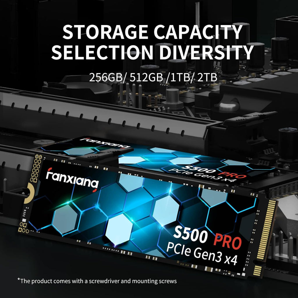fanxiang 256GB NVMe SSD M.2 PCIe Gen3x4 2280 Intern Solid State Drive, Upp till 2800MB/s, SLC Cache 3D NAND TLC, Graphene Cooling Sticker-S500Pro