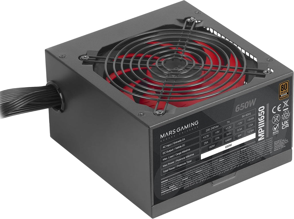 Mars Gaming MPIII650 ATX 650W Nätaggregat, 80 Plus Bronze, Svart