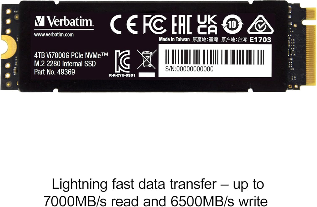 Verbatim Vi560 S3 SSD, intern SSD-enhet med 2 TB datalagring, Solid State Drive med SATA III M.2 2280 och 3D NAND-teknik, svart, perfekt för bärbar dator och Ultrabook