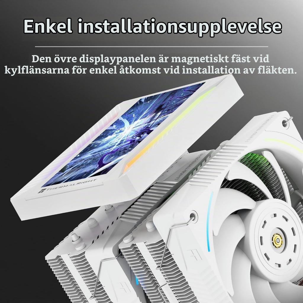 Thermalright Peerless Assassin 120 VISION MAX ARGB Black CPU-kylare, PC-kylare med 6 värmerör, 5-tums magnetisk display, 480 x 854 upplösning, för AM4/AM5 Intel LGA1700/1851