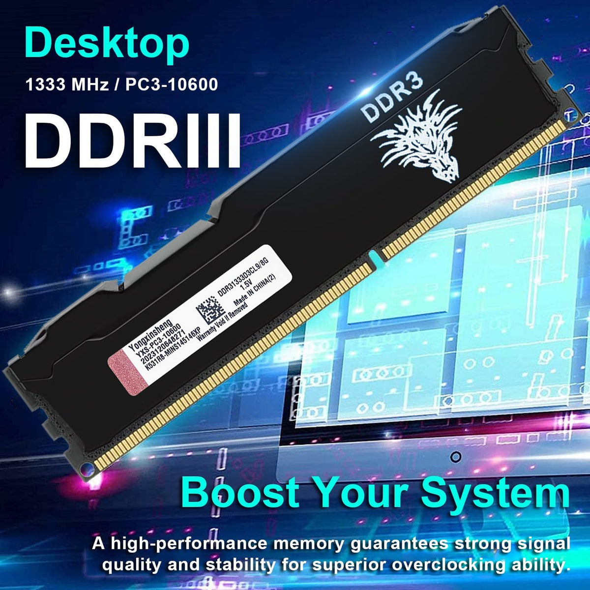 DDR4 2666 MHz 8 GB skrivbord RAM PC4-21300 UDIMM icke-ECC obuffrad 1,2 V 288-stifts CL19 PC datorminne uppgraderingsmodul kit (svart)