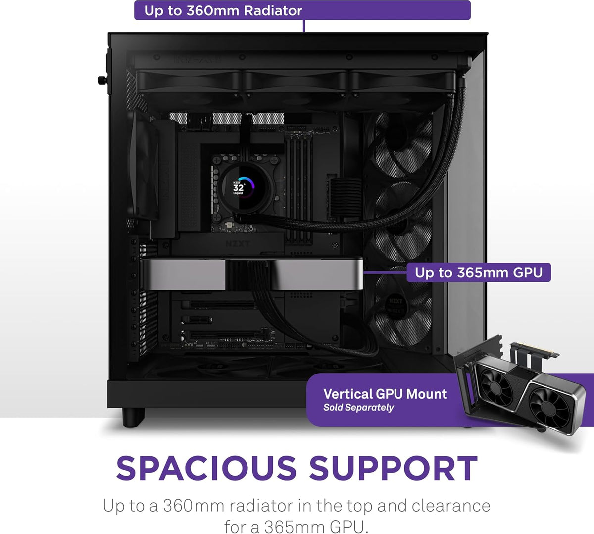 NZXT H6 RGB+ - Kompakt Dubbelkammare ATX PC-chassi - Vit