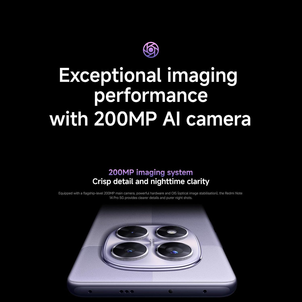 Xiaomi Redmi Note 14 5G Smartphone, 8+256 GB, lila, 108 MP AI-kamerasystem, 5 500 mAh batteri, 120 Hz ögonvårdsdisplay, AI-funktioner (laddare ingår inte)