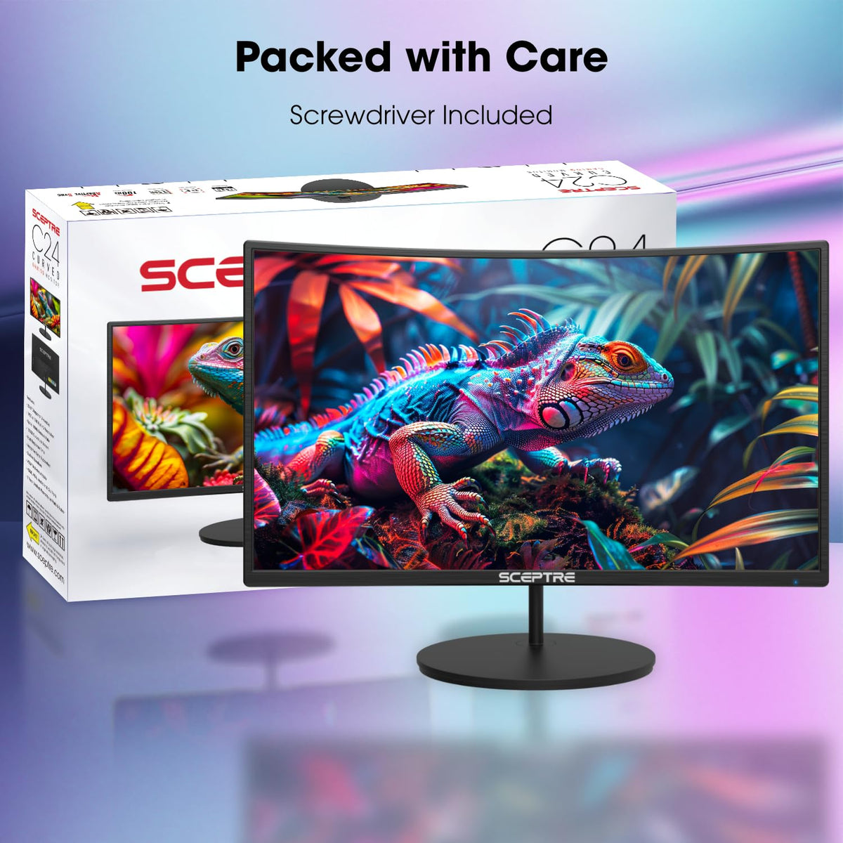 Sceptre Curved 24-inch Gaming Monitor 1080p R1500 98% sRGB HDMI x2 VGA Build-in Speakers, VESA Wall Mount Machine Black (C248W-1920RN Series)