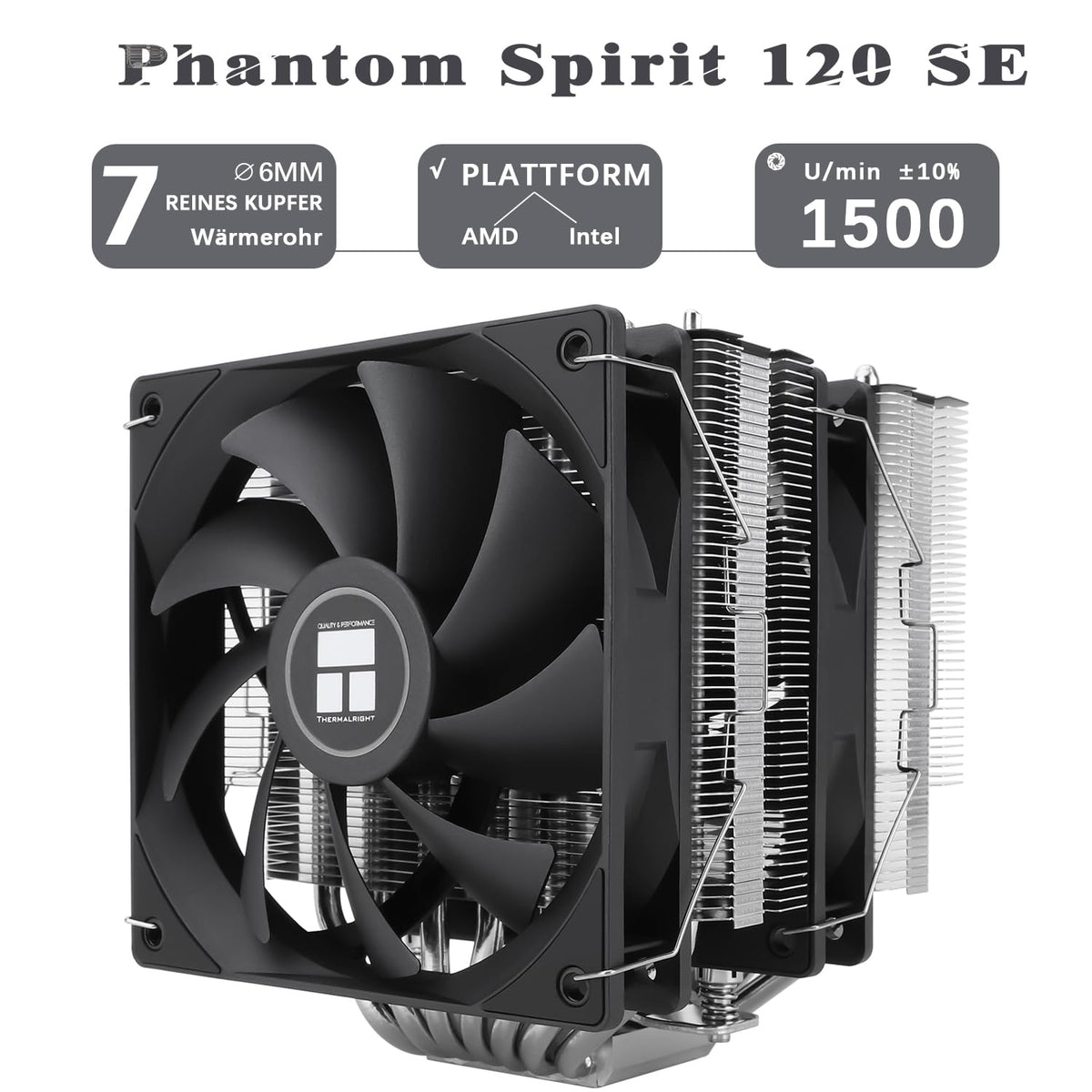 TR-Thermalright Phantom Spirit 120 SE ARGB CPU Kühler, Doppelturm med 7 värmepipor, dubbel TL-C12B V2 PWM-kabel, för AM5/AM4, Intel lga1851/1700/115x/1200,154 mm, hög dator, Kühlung
