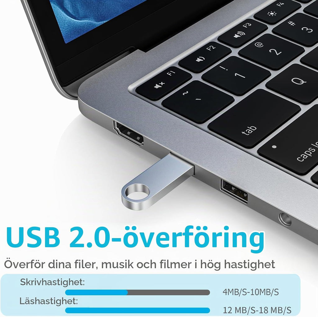 USB-minne 8 GB 10 stycken, ABLAZE mini minne minne vattentät 8 GB USB-sticks metall 10-pack för bärbar dator, dator, TV, bil