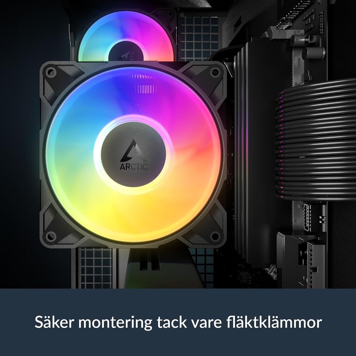 ARCTIC Freezer 36-S A-RGB – entorns processorkylare med ARGB-belysning för Intel och AMD, tryckoptimerad P12 Pro-fläkt på 120 mm, 600–3000 rpm, fluiddynamiskt lager, inkl. MX-7 - Svart