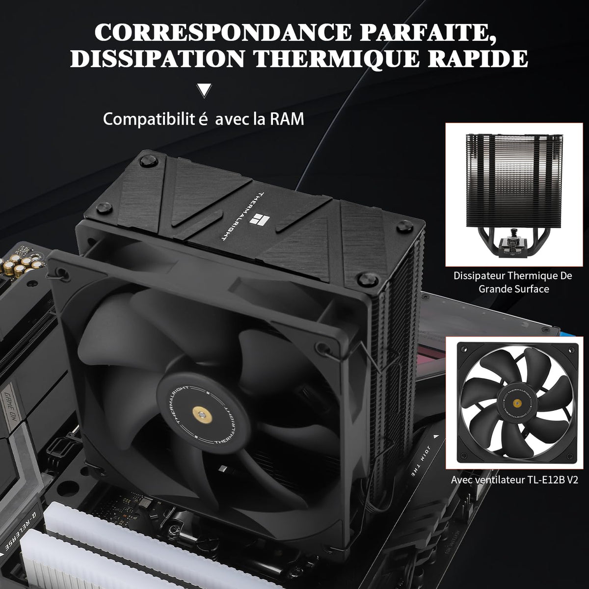 TR Assassin Spirit 120 EVO CPU-kylare, svart 120 mm PWM tyst fläkt, ARGB CPU Air Cooler, AGHP 4:e teknik, stöder Intel lga1700/1150/1151/1200, AMD AM4 AM5, guldkylare