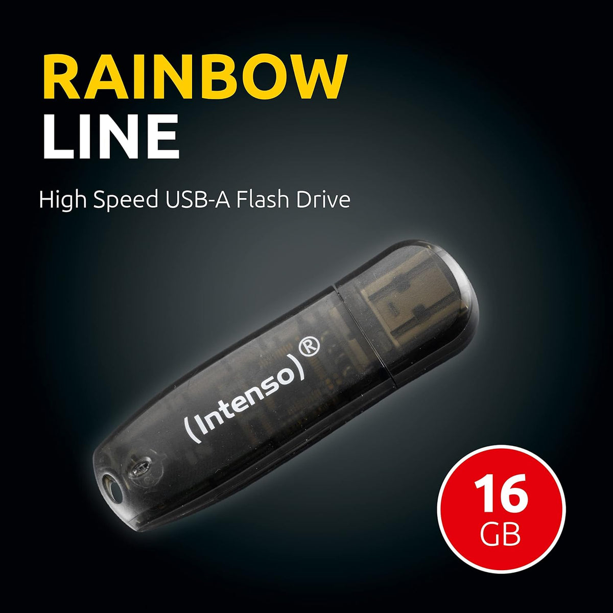 Intenso 3502470 Rainbow USB-minne, 16GB, Svart