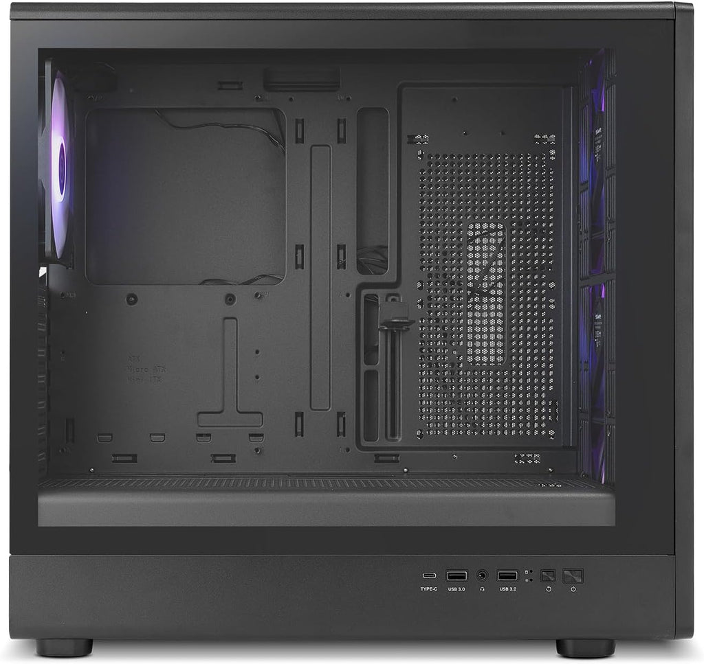 NOX XTREME PRODUCTS Hummer Galaxy - Datorchassi, Ramlöst Härdat Glas, 4x 120mm PWM Fläktar, Plats för 10 Fläktar, USB-C och USB 3.0, ARGB Hub Controller, ATX/M-ATX/ITX, Svart