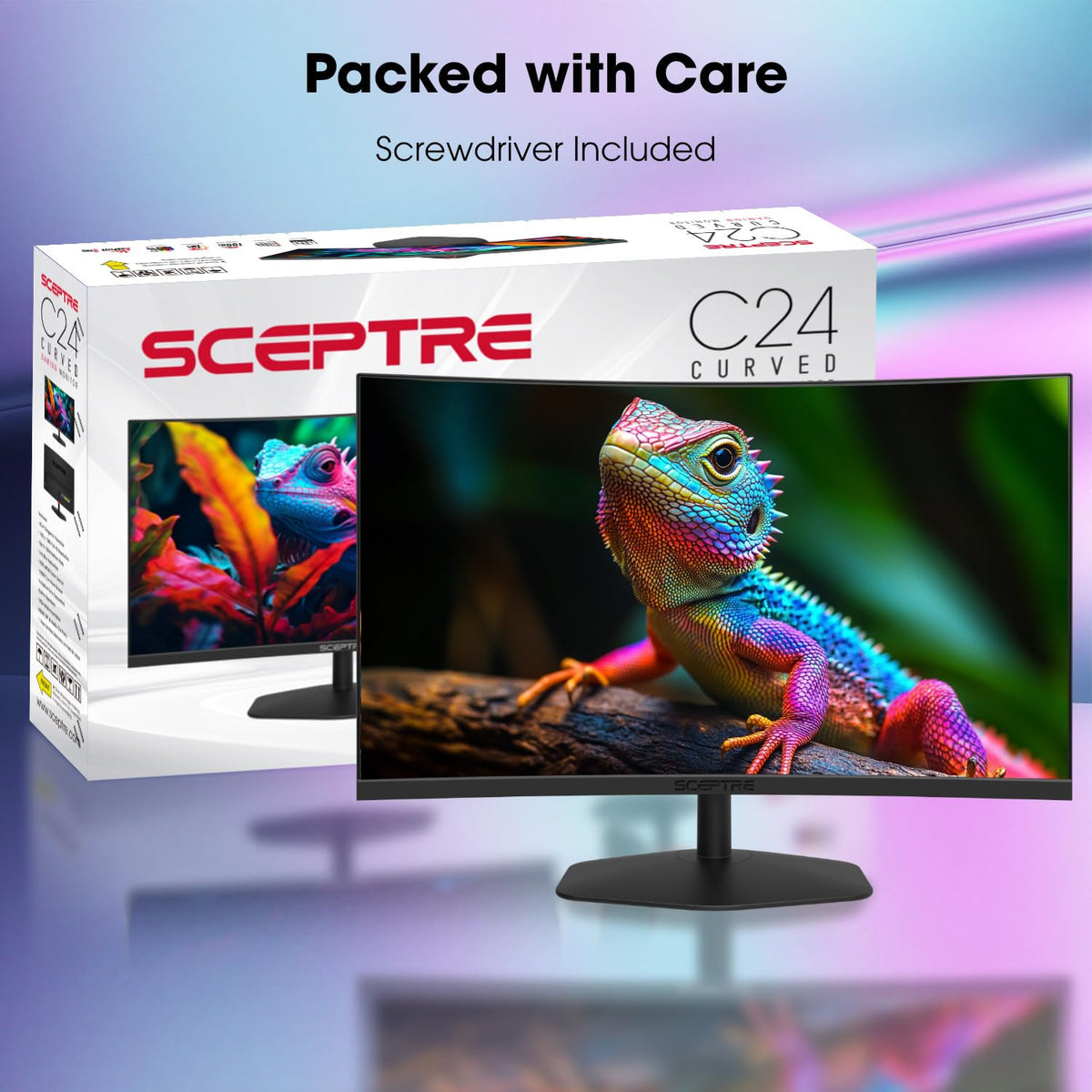 Sceptre Curved 24-inch Gaming Monitor 1080p R1500 98% sRGB HDMI x2 VGA Build-in Speakers, VESA Wall Mount Machine Black (C248W-1920RN Series)