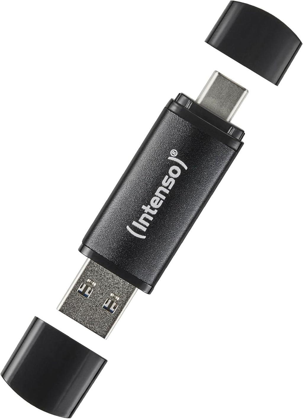 Intenso Flex Line 64 GB USB-minne - Dual USB 3.2 Gen 1x1 minne med USB-C och USB-A för smartphone, surfplatta, bärbar dator och OTG-kompatibel PC, 70 MB/s, svart