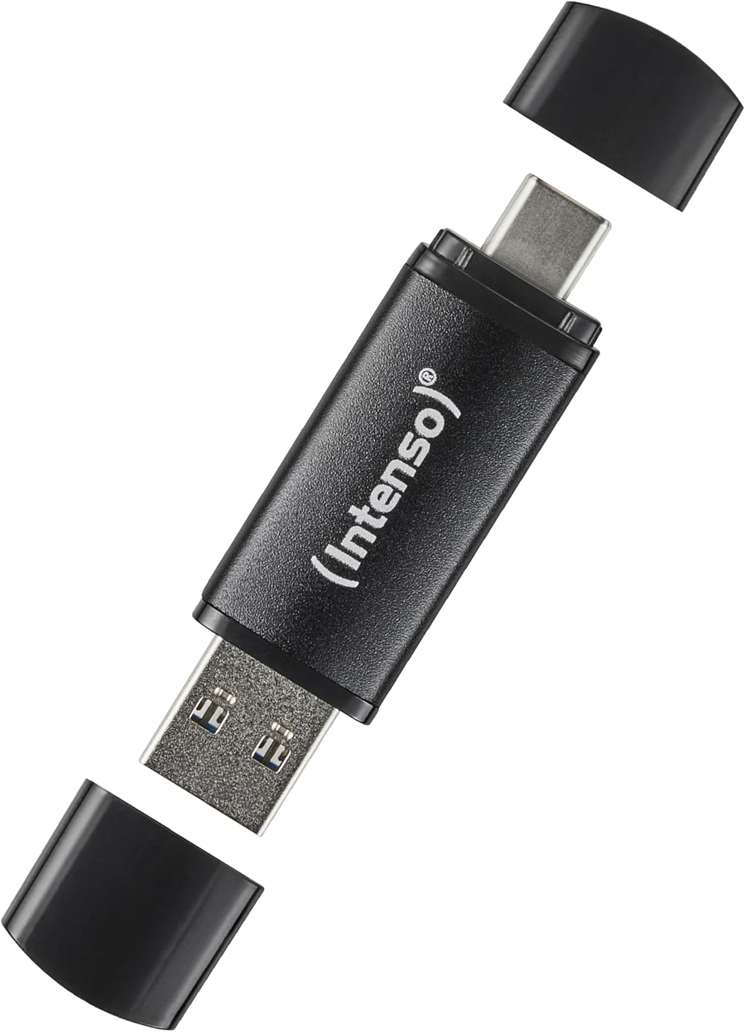 Intenso Flex Line 64 GB USB-minne - Dual USB 3.2 Gen 1x1 minne med USB-C och USB-A för smartphone, surfplatta, bärbar dator och OTG-kompatibel PC, 70 MB/s, svart
