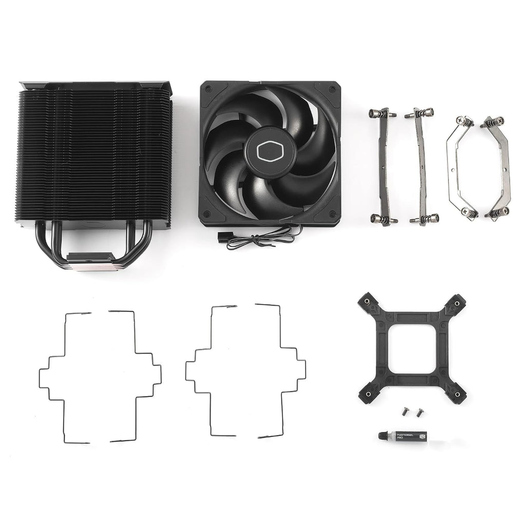 Cooler Master Hyper 212 Black CPU-Luftkylare - Aluminiumfinish, 4 Kontinuerliga Direktkontaktvärmerör, SickleFlow 120 Edge Fläkt, LGA1700 & AM5 Fäste - Svart