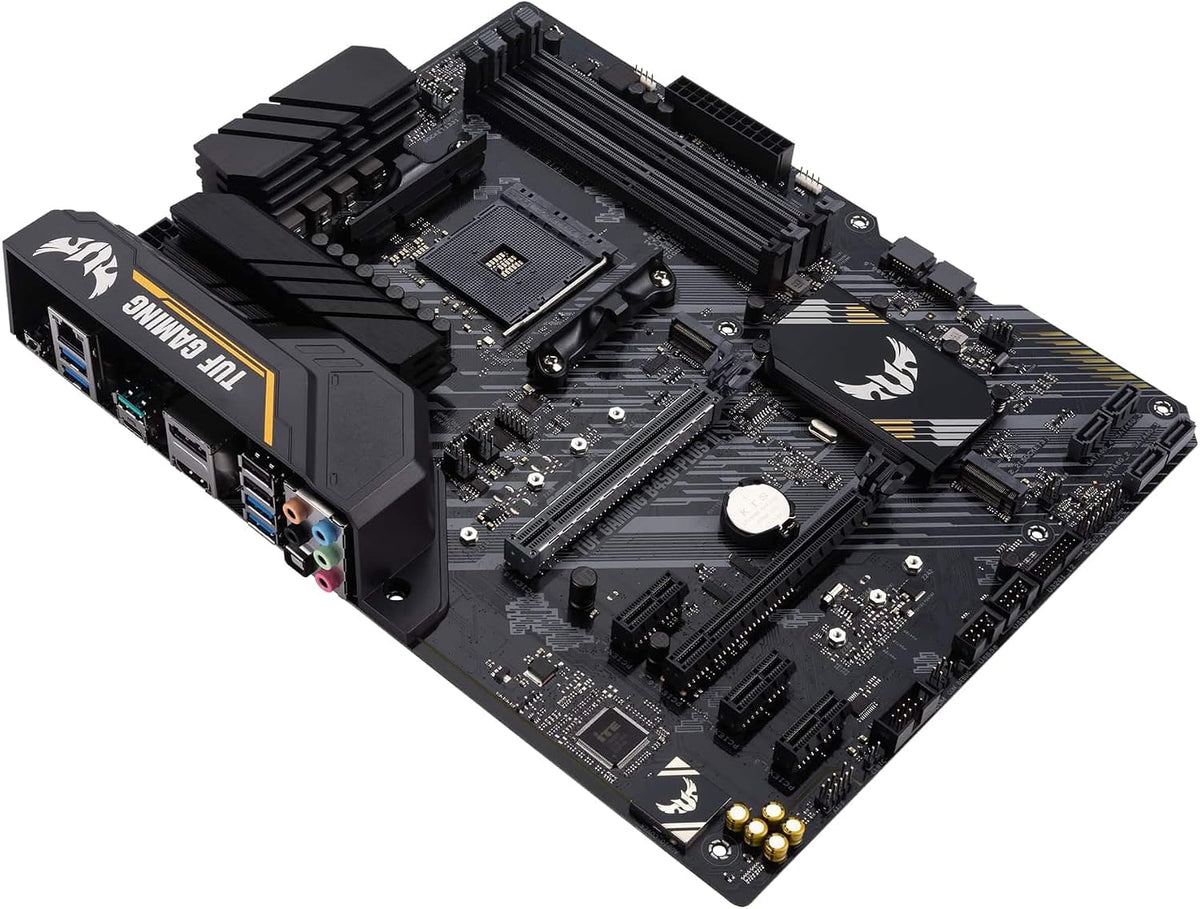 Asus TUF Gaming B450-Plus II moderkortsbas AM4 (ATX, AMD Ryzen, DDR4-minne, M.2, USB 3.1 Gen1+ Gen2, Aura Sync, Ai brusreducerande mikrofon)