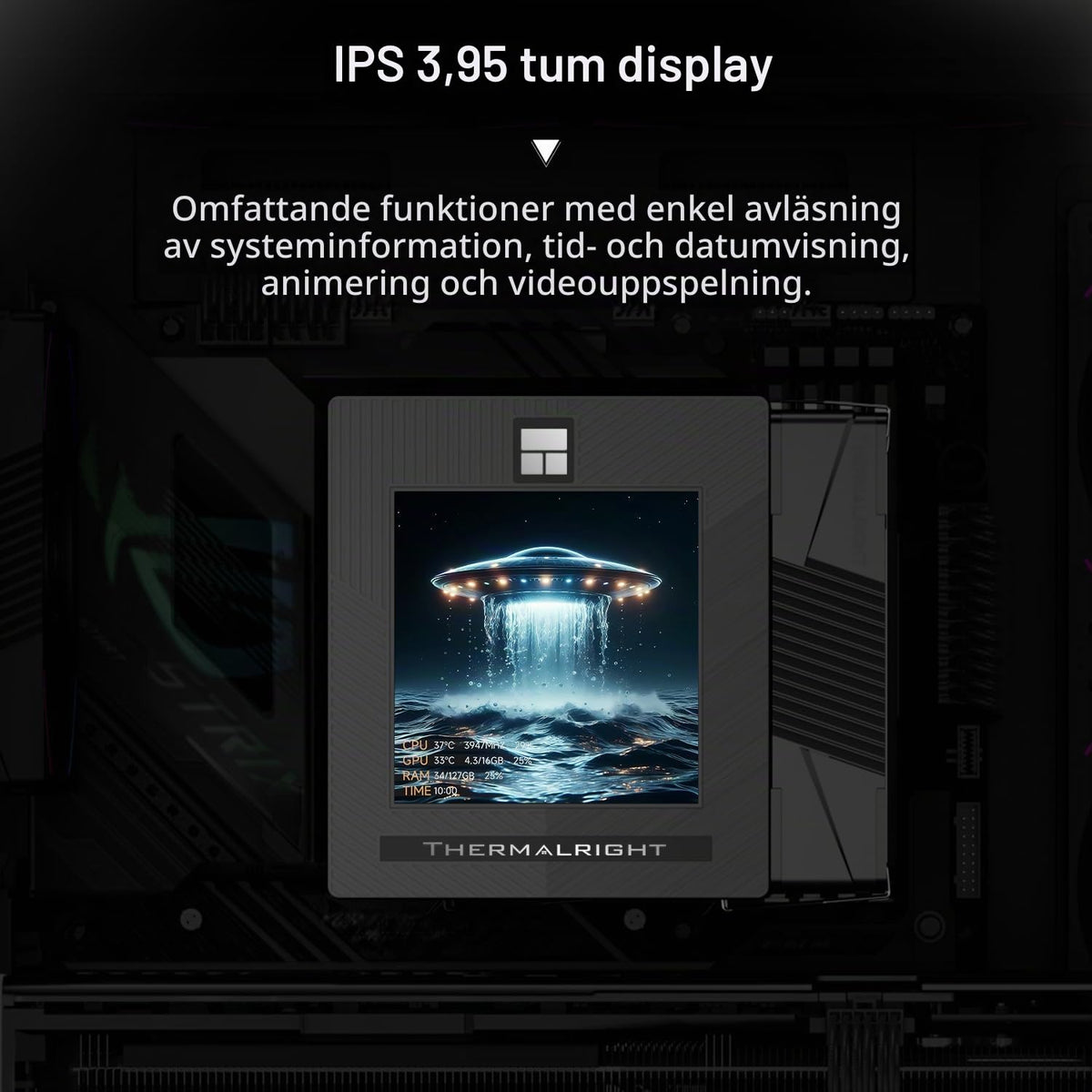 Thermalright Phantom Spirit 120 Vision EVO CPU-kylare, PC-kylflänskylare 7 värmerör, 3,95 tums magnetisk skärm med 480 x 480-upplösning, för AM4/AM5 och Intel LGA1700/1851/115 x