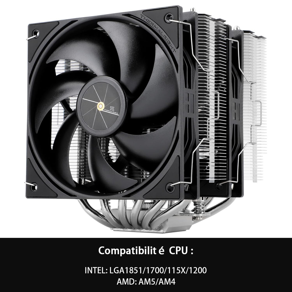 TR Peerless Assassin 120 SE svart, 6 värmerör, 2 x 155 mm, hög kylning PWM TL-C12C för AM4/AM5 och Intel LGA 1851/1700/1150/1151/1200 (svart, PA120SE)