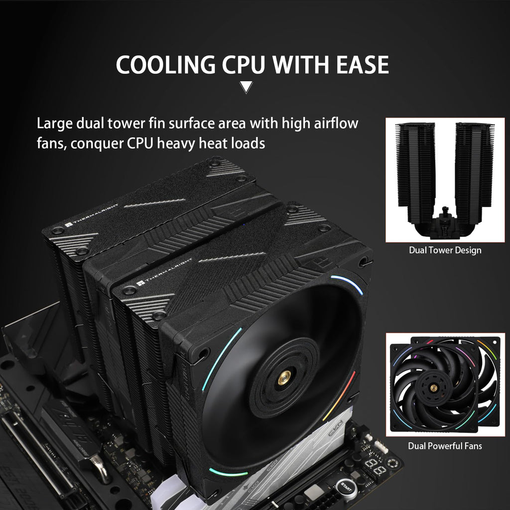 Thermalright Phantom Spirit 120 EVO CPU-kylare, 7×6 mm värmerör, CPU-luftkylare, dubbel PWM-fläkt datorkylning, hastighet på 2150 varv/minut, för AMD AM4 AM5, Intel 1700/1150/1151/1200/17XX/2011