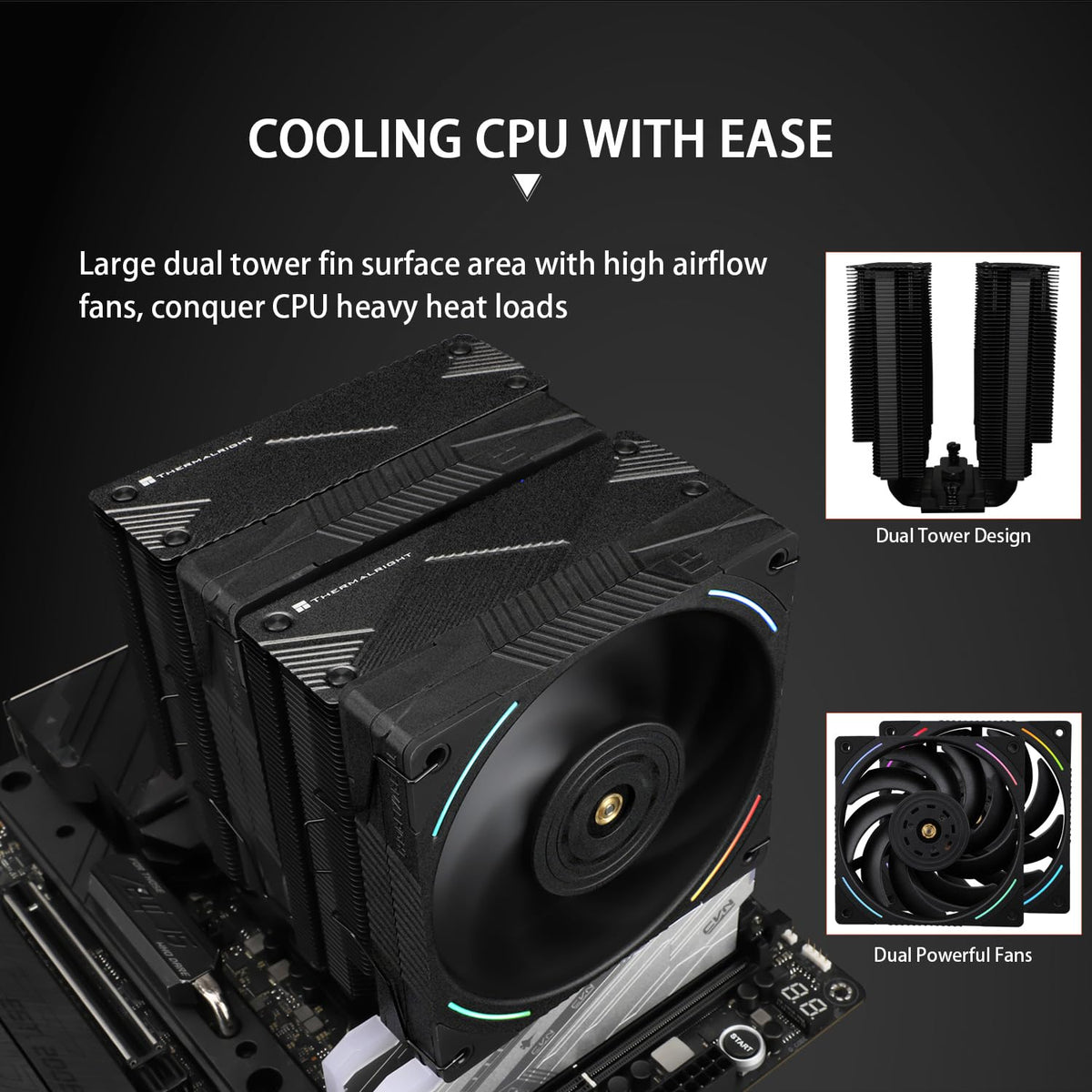 Thermalright Phantom Spirit 120 EVO CPU-kylare, 7×6 mm värmerör, CPU-luftkylare, dubbel PWM-fläkt datorkylning, hastighet på 2150 varv/minut, för AMD AM4 AM5, Intel 1700/1150/1151/1200/17XX/2011