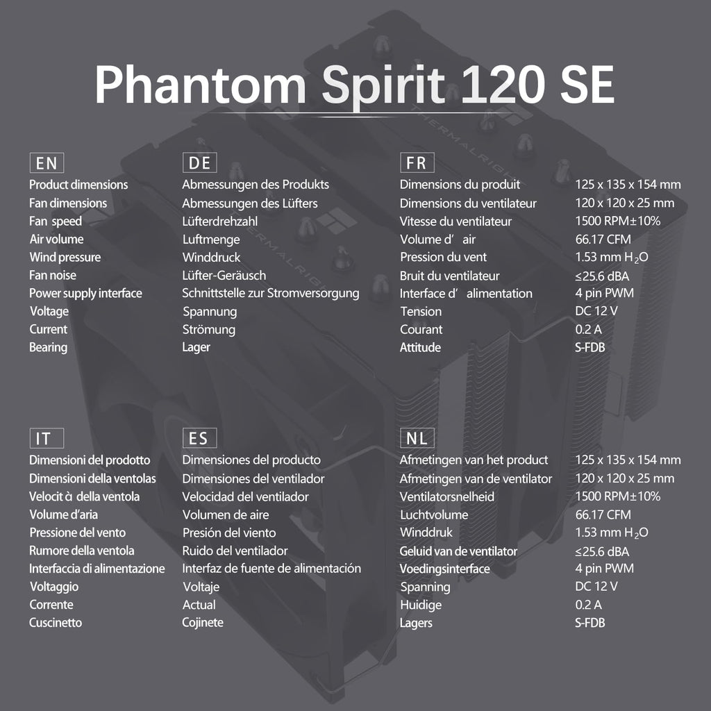 TR-Thermalright Phantom Spirit 120 SE ARGB CPU Kühler, Doppelturm med 7 värmepipor, dubbel TL-C12B V2 PWM-kabel, för AM5/AM4, Intel lga1851/1700/115x/1200,154 mm, hög dator, Kühlung