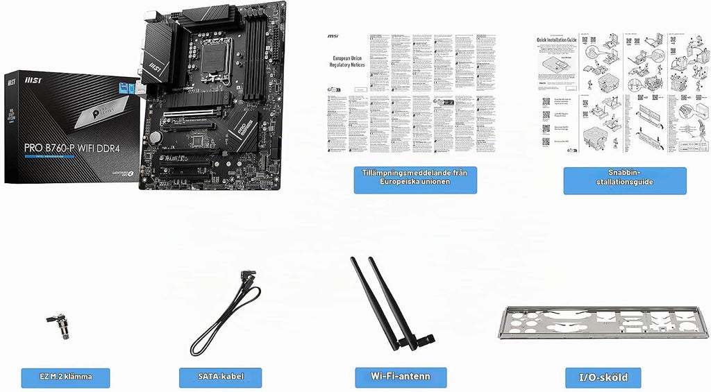MSI PRO B760-P WiFi DDR4 ProSeries moderkort (stöder Intel-processorer av 12. /13. generationen, LGA 1700, DDR4, PCIe 4.0, M.2, 2,5 Gbit/s LAN, USB 3.2 Gen2, Wi-Fi 6E, ATX)