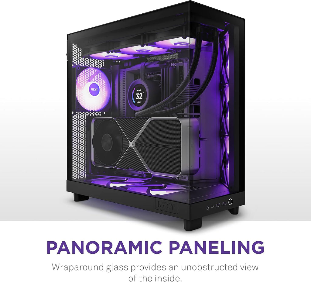 NZXT H6 RGB+ - Kompakt Dubbelkammare ATX PC-chassi - Vit