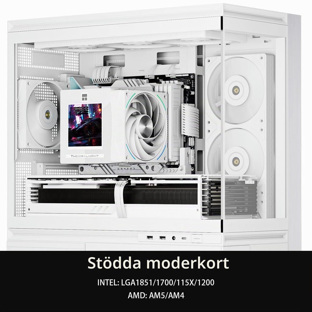 Thermalright Phantom Spirit 120 Vision EVO CPU-kylare, PC-kylflänskylare 7 värmerör, 3,95 tums magnetisk skärm med 480 x 480-upplösning, för AM4/AM5 och Intel LGA1700/1851/115 x