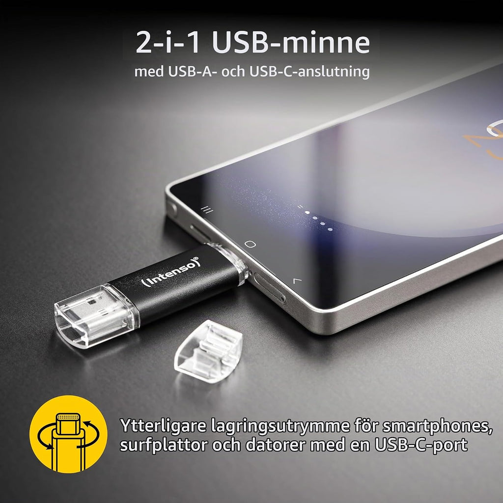 Intenso Twist Line Dual USB-minne 5 x 32 GB – Super Speed USB 3.2 Gen 1 x 1 med upp till 70 MB/s, USB-C och USB-A, antracit