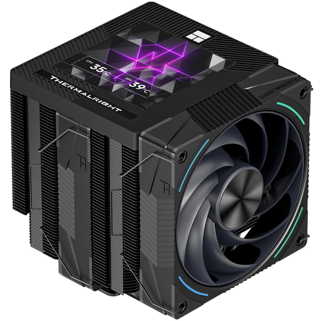 Thermalright Phantom Spirit 120 Vision EVO CPU-kylare, PC-kylflänskylare 7 värmerör, 3,95 tums magnetisk skärm med 480 x 480-upplösning, för AM4/AM5 och Intel LGA1700/1851/115 x