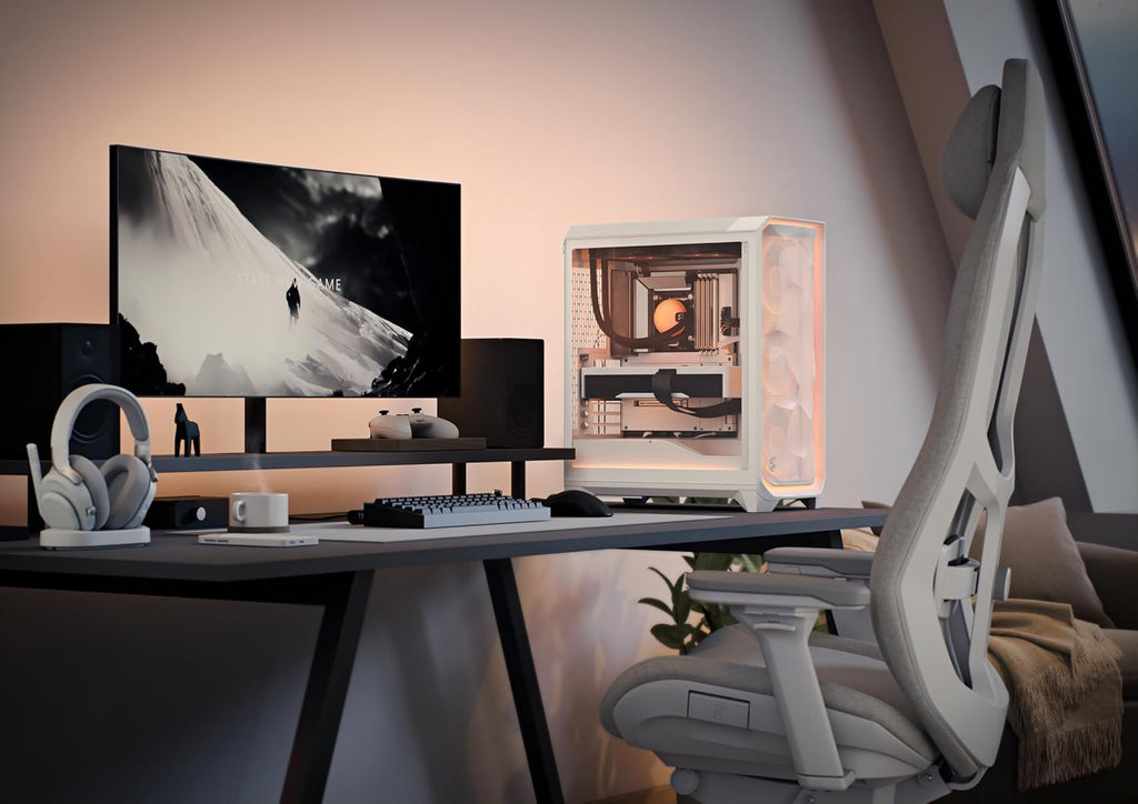 Fractal Design Meshify 3 XL Vit Tempered Glass Klar Toning - Gamingdatorchassi – Meshfront – Tre Momentum 14-fläktar ingår – GPU-stöd upp till 512 mm längd – E-ATX/ATX/mATX-stöd