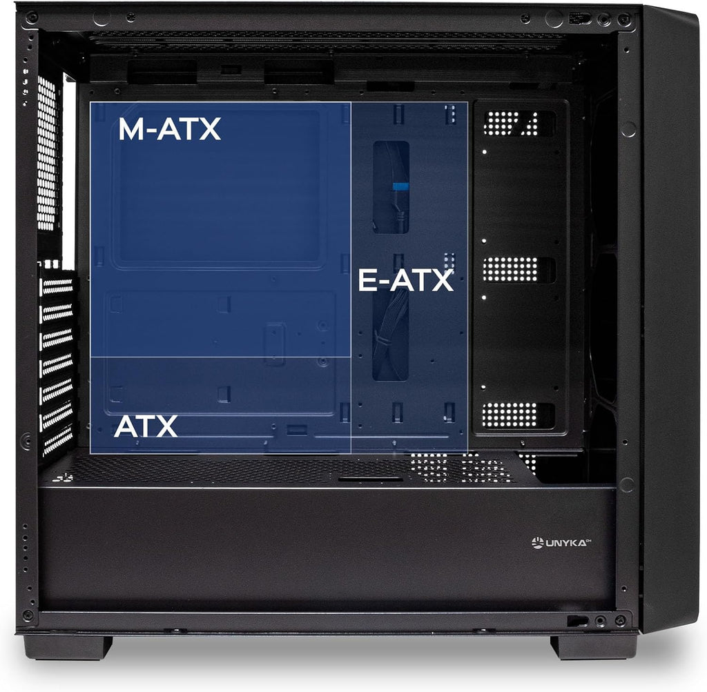 UNYKAch Revelat Madeira Black ATX-fodral med härdat glassida, lämpligt för kort upp till 425 mm och vätskekylning upp till 360 mm